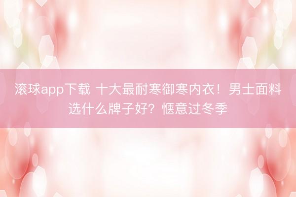 滚球app下载 十大最耐寒御寒内衣！男士面料选什么牌子好？惬意过冬季