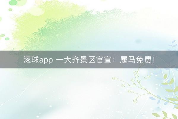 滚球app 一大齐景区官宣:属马免费!