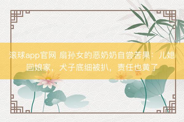 滚球app官网 扇孙女的恶奶奶自尝苦果：儿媳回娘家，犬子底细被扒，责任也黄了