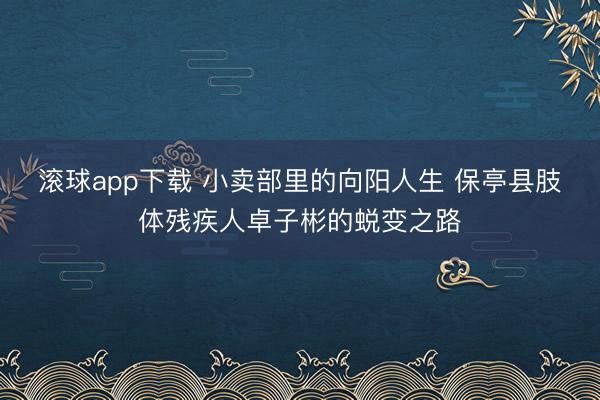 滚球app下载 小卖部里的向阳人生 保亭县肢体残疾人卓子彬的蜕变之路