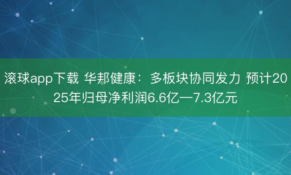 滚球app下载 华邦健康:多板块协同发力 预计2025年归母净利润6.6亿—7.3亿元