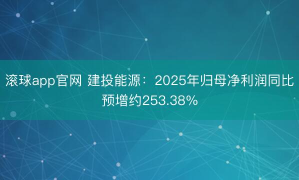 滚球app官网 建投能源：2025年归母净利润同比预增约253.38%