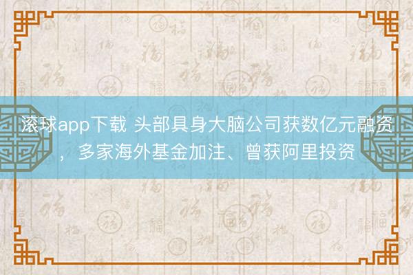 滚球app下载 头部具身大脑公司获数亿元融资,多家海外基金加注、曾获阿里投资