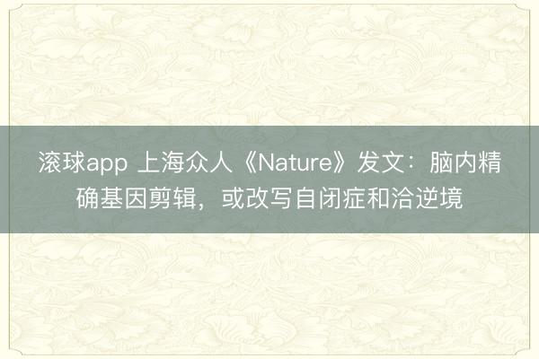 滚球app 上海众人《Nature》发文：脑内精确基因剪辑，或改写自闭症和洽逆境