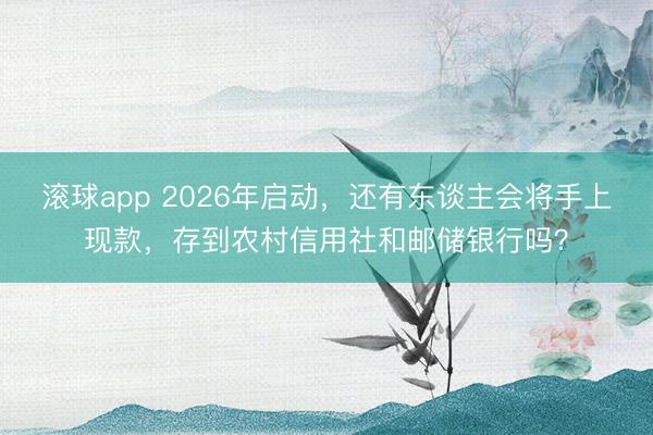 滚球app 2026年启动，还有东谈主会将手上现款，存到农村信用社和邮储银行吗？
