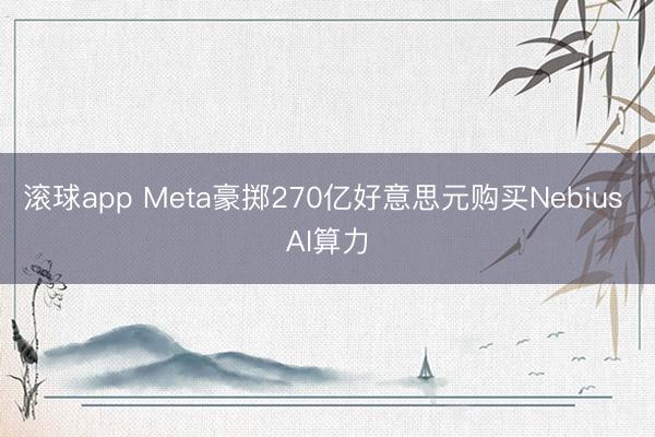 滚球app Meta豪掷270亿好意思元购买Nebius AI算力
