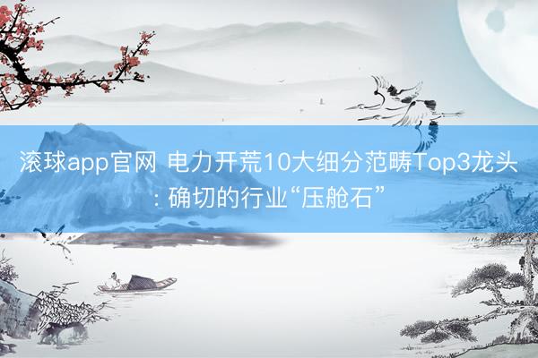 滚球app官网 电力开荒10大细分范畴Top3龙头: 确切的行业“压舱石”
