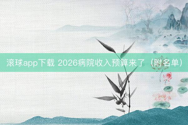 滚球app下载 2026病院收入预算来了（附名单）