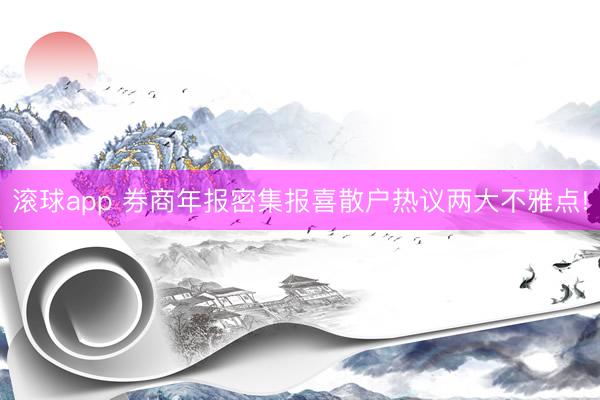 滚球app 券商年报密集报喜散户热议两大不雅点!