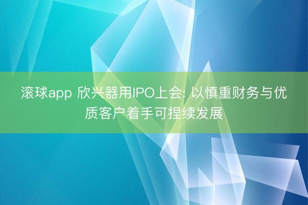 滚球app 欣兴器用IPO上会: 以慎重财务与优质客户着手可捏续发展