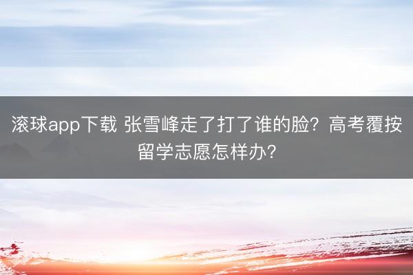 滚球app下载 张雪峰走了打了谁的脸？高考覆按留学志愿怎样办？