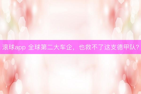 滚球app 全球第二大车企，也救不了这支德甲队？