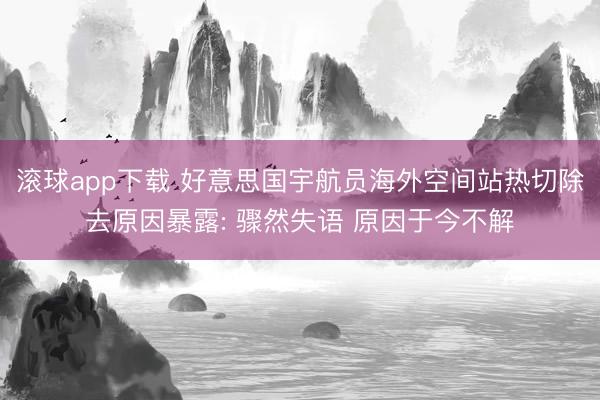 滚球app下载 好意思国宇航员海外空间站热切除去原因暴露: 骤然失语 原因于今不解