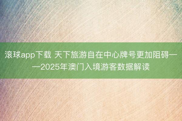 滚球app下载 天下旅游自在中心牌号更加阻碍——2025年澳门入境游客数据解读