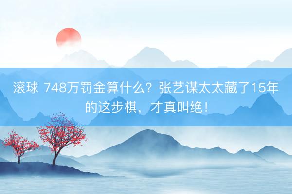 滚球 748万罚金算什么？张艺谋太太藏了15年的这步棋，才真叫绝！