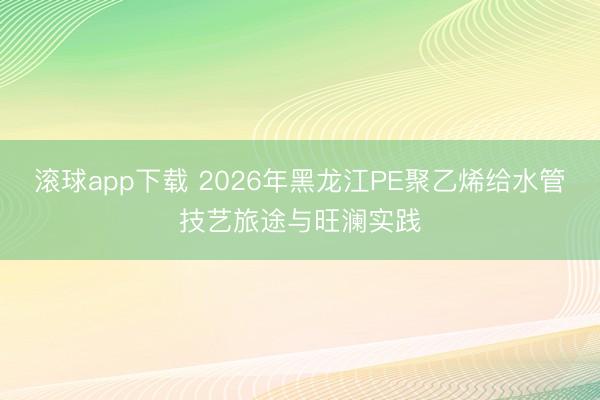 滚球app下载 2026年黑龙江PE聚乙烯给水管技艺旅途与旺澜实践