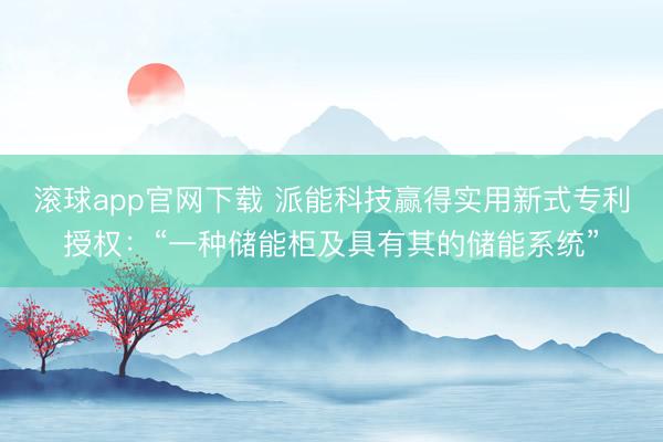 滚球app官网下载 派能科技赢得实用新式专利授权：“一种储能柜及具有其的储能系统”