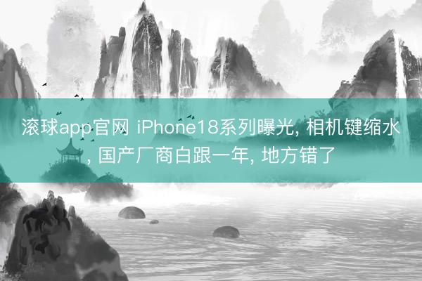 滚球app官网 iPhone18系列曝光， 相机键缩水， 国产厂商白跟一年， 地方错了