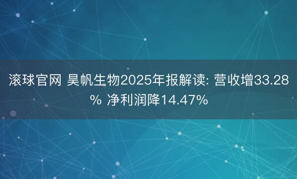 滚球官网 昊帆生物2025年报解读: 营收增33.28% 净利润降14.47%