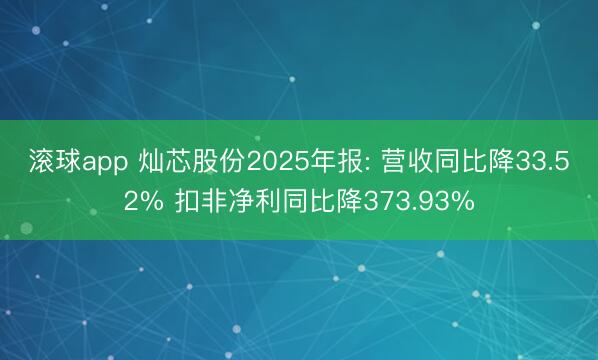 滚球app 灿芯股份2025年报: 营收同比降33.52% 扣非净利同比降373.93%