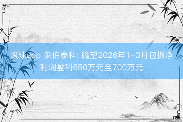 滚球app 莱伯泰科: 瞻望2026年1-3月包摄净利润盈利650万元至700万元