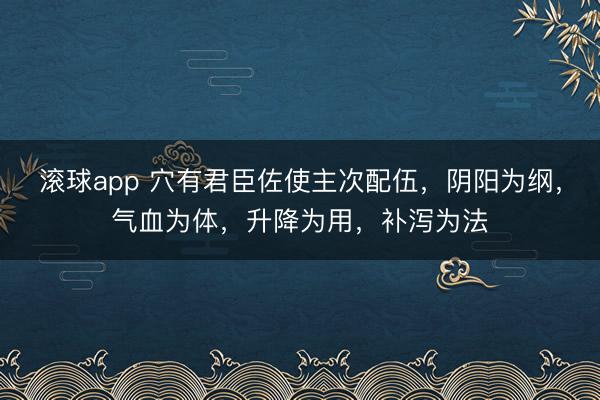 滚球app 穴有君臣佐使主次配伍，阴阳为纲，气血为体，升降为用，补泻为法