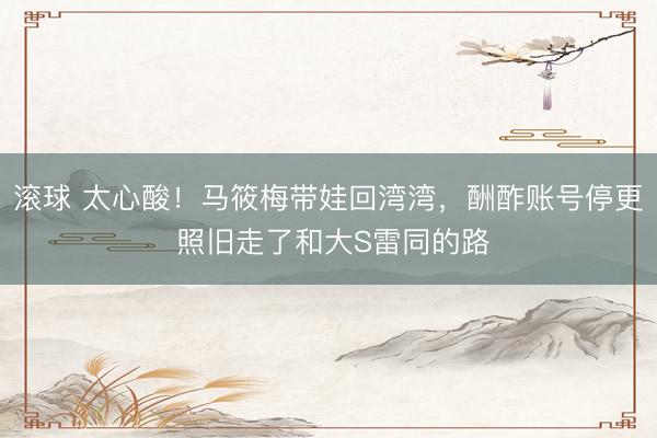 滚球 太心酸！马筱梅带娃回湾湾，酬酢账号停更 照旧走了和大S雷同的路