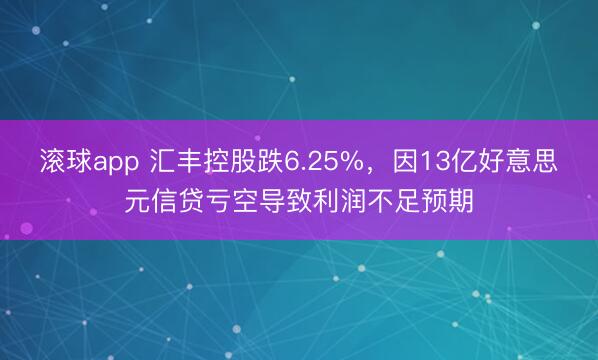 滚球app 汇丰控股跌6.25%，因13亿好意思元信贷亏空导致利润不足预期