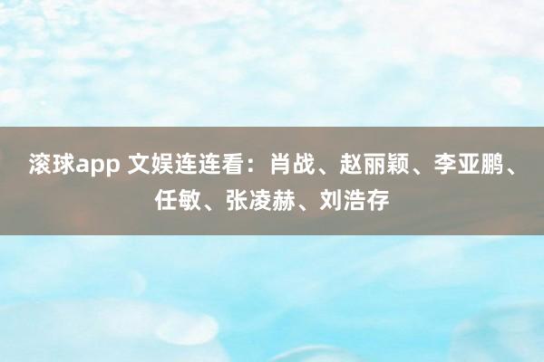 滚球app 文娱连连看：肖战、赵丽颖、李亚鹏、任敏、张凌赫、刘浩存
