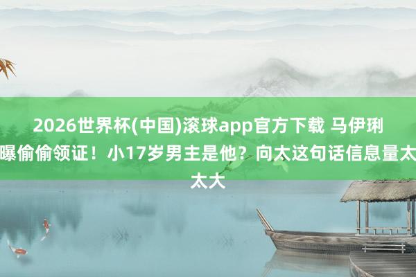 2026世界杯(中国)滚球app官方下载 马伊琍被曝偷偷领证！小17岁男主是他？向太这句话信息量太大