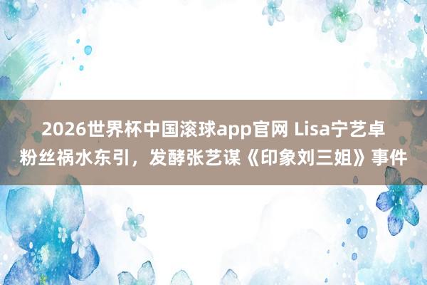 2026世界杯中国滚球app官网 Lisa宁艺卓粉丝祸水东引，发酵张艺谋《印象刘三姐》事件
