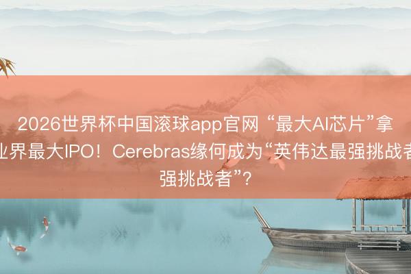 2026世界杯中国滚球app官网 “最大AI芯片”拿下业界最大IPO!Cerebras缘何成为“英伟达最强挑战者”?