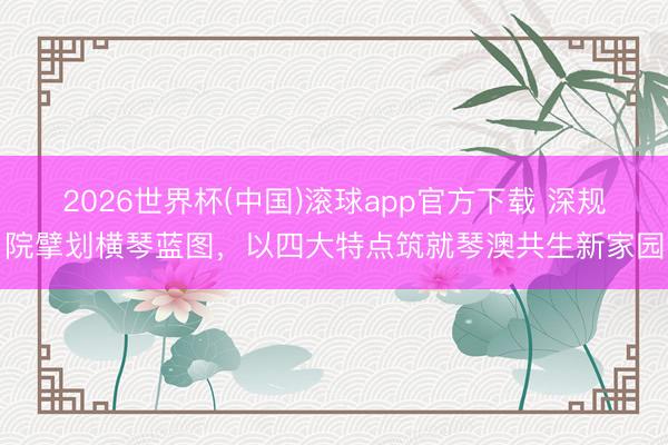 2026世界杯(中国)滚球app官方下载 深规院擘划横琴蓝图，以四大特点筑就琴澳共生新家园