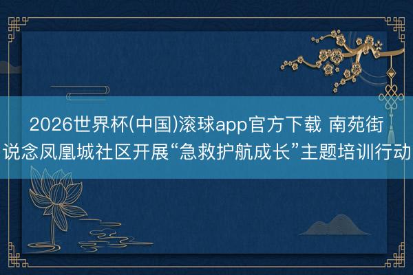 2026世界杯(中国)滚球app官方下载 南苑街说念凤凰城社区开展“急救护航成长”主题培训行动