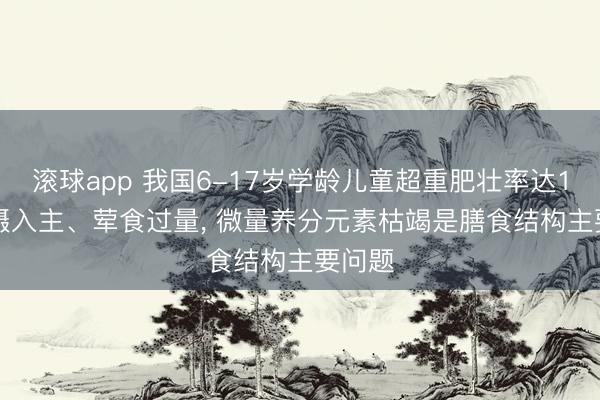 滚球app 我国6-17岁学龄儿童超重肥壮率达19%， 摄入主、荤食过量， 微量养分元素枯竭是膳食结构主要问题