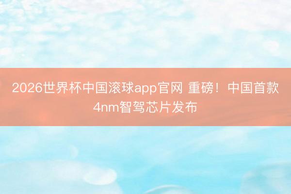 2026世界杯中国滚球app官网 重磅!中国首款4nm智驾芯片发布