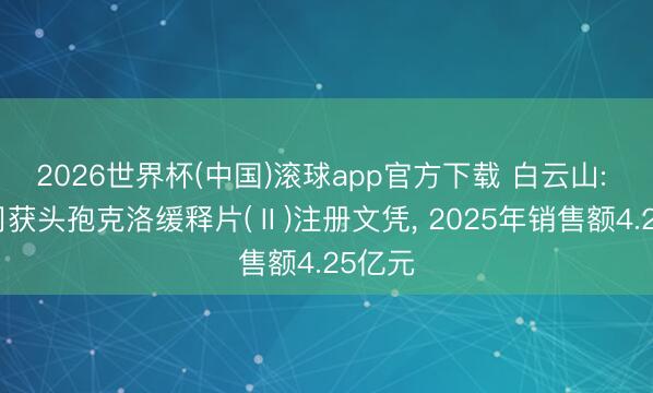 2026世界杯(中国)滚球app官方下载 白云山: 分公司获头孢克洛缓释片(Ⅱ)注册文凭, 2025年销售额4.25亿元