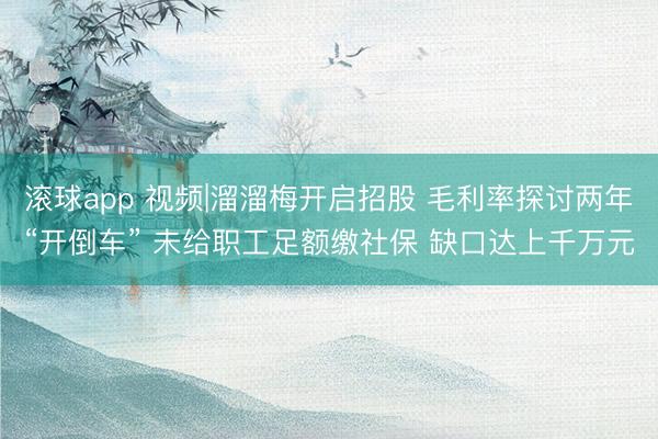 滚球app 视频|溜溜梅开启招股 毛利率探讨两年“开倒车” 未给职工足额缴社保 缺口达上千万元