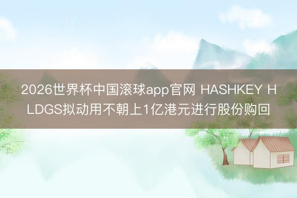 2026世界杯中国滚球app官网 HASHKEY HLDGS拟动用不朝上1亿港元进行股份购回