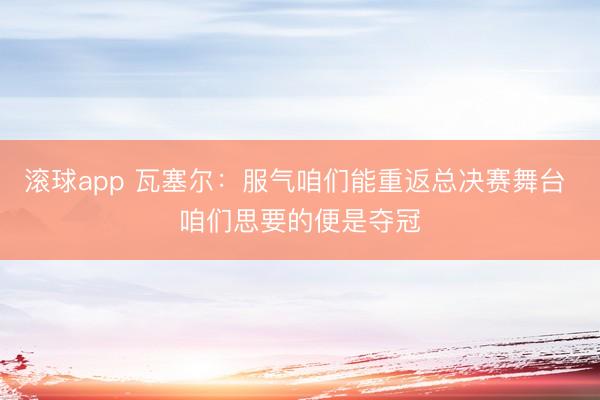 滚球app 瓦塞尔：服气咱们能重返总决赛舞台 咱们思要的便是夺冠