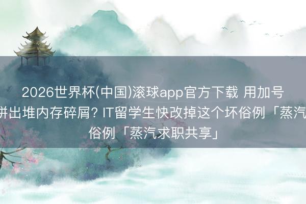 2026世界杯(中国)滚球app官方下载 用加号拼字符串拼出堆内存碎屑? IT留学生快改掉这个坏俗例「蒸汽求职共享」